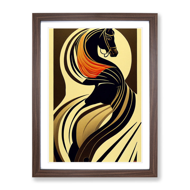 Horse No.3 1 Piece Single Picture Frame Wall Art, 46cm H x 34cm W x 2cm D, Walnut Framed