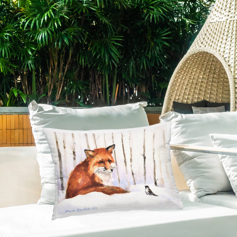 Coussin d'extérieur imprimé réunion et renard, par George Dyachenko