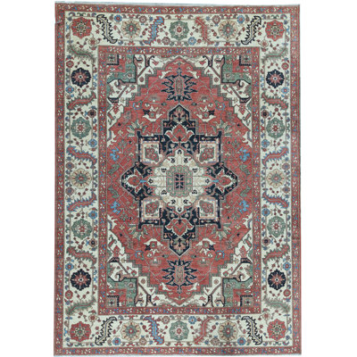 One-of-a-Kind Hand-Knotted High-Quality Red/Green/Black/Blue Area Rug