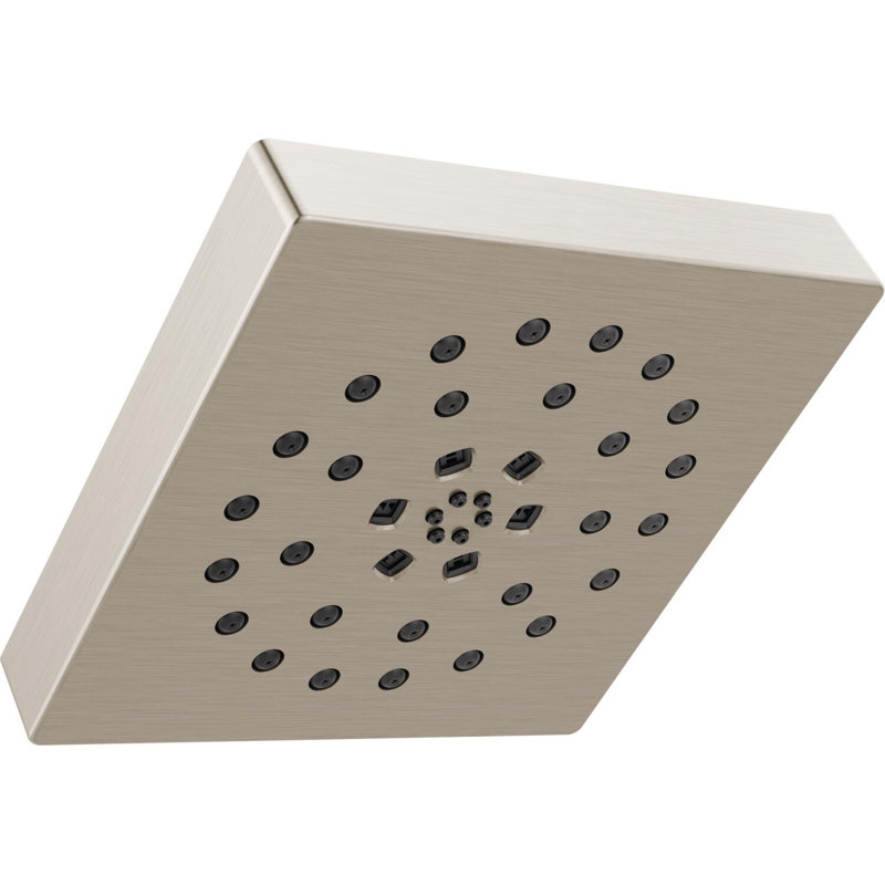 Multi Function Fixed Shower Head with H2Okinetic Technology, Lumicoat Stainless