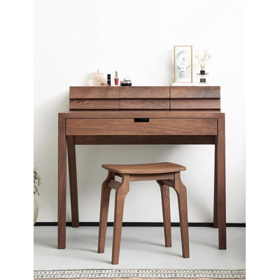 coiffeuse italienne minimaliste en noyer noir pour chambre à coucher