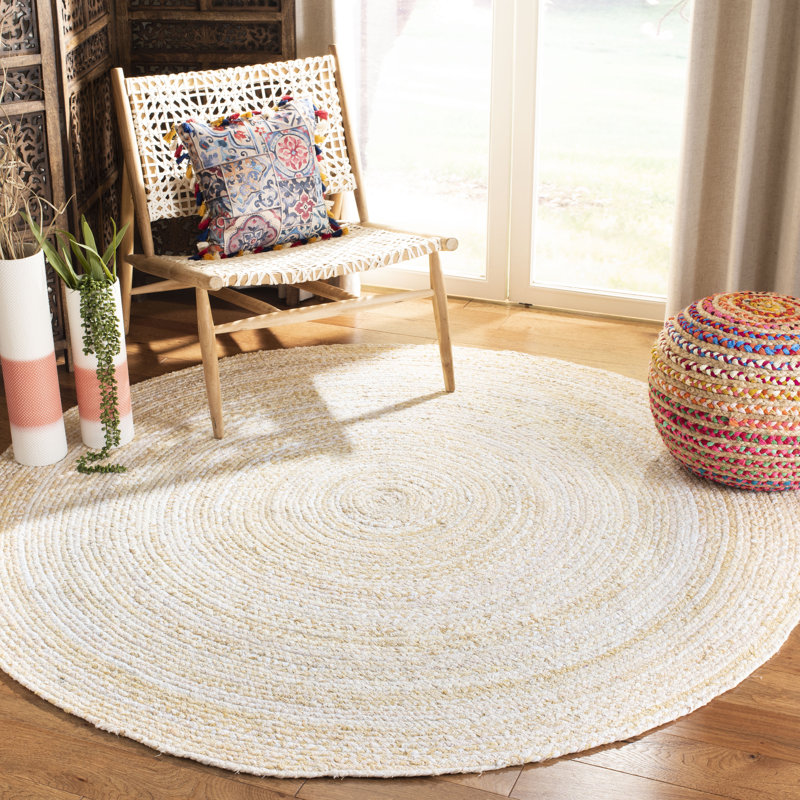 Cotton Hand Woven Area Rug, Round 183 cm