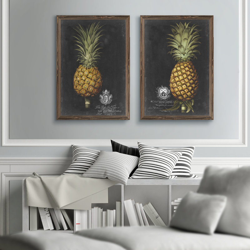 «Royal Brookshaw Pineapple I» par Vincent Van Gogh, ensemble de 2 reproductions d'art encadrées, Espresso Framed Canvas