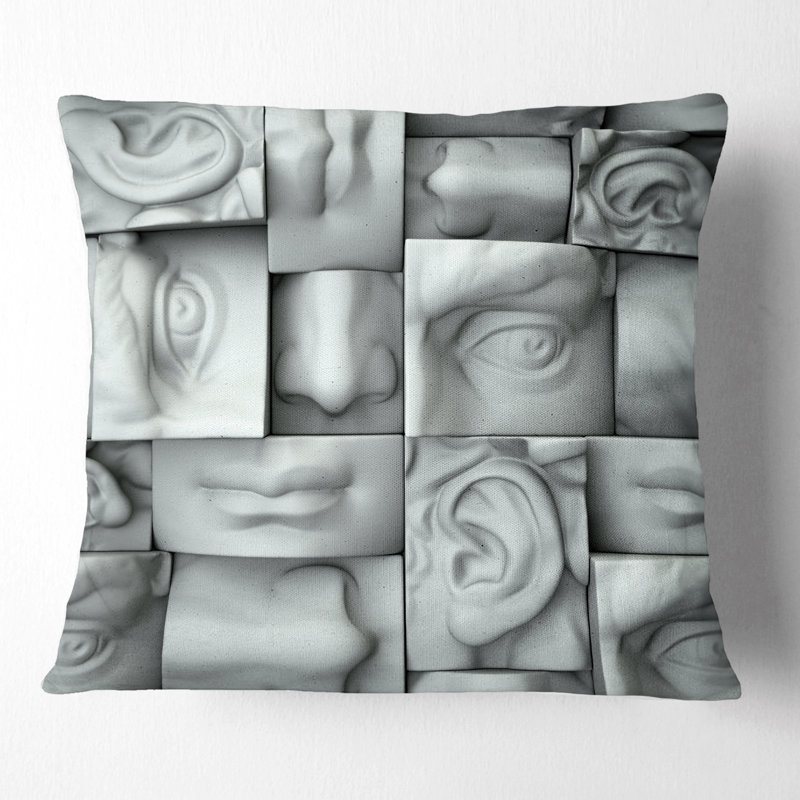 Abstract White Blocks - Abstract Printed Pillow, 16" x 16", Throw Pillow