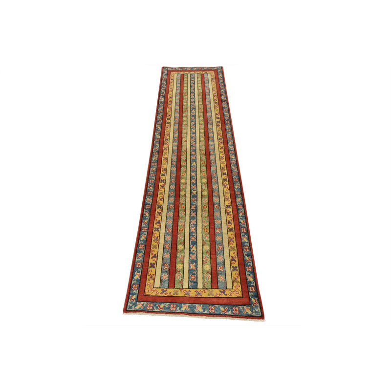 Tapis de couloir multicolore en laine noué à la main 2 pi 8 po x 9 pi 2 po Kazak