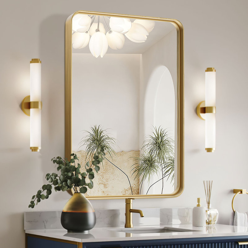 Miroir de salle de bain Morelock, Or, 50 po x 32 po