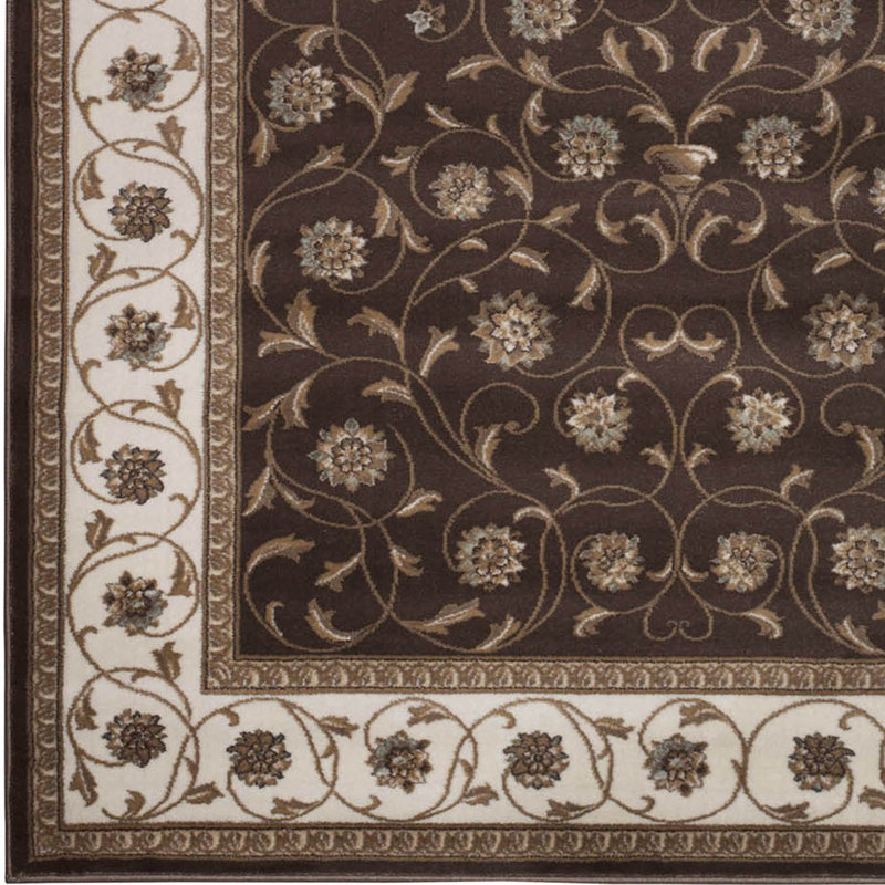 Tapis brun / ivoire Pisa, Tapis de couloir 2 pi 2 po x 7 pi 7 po