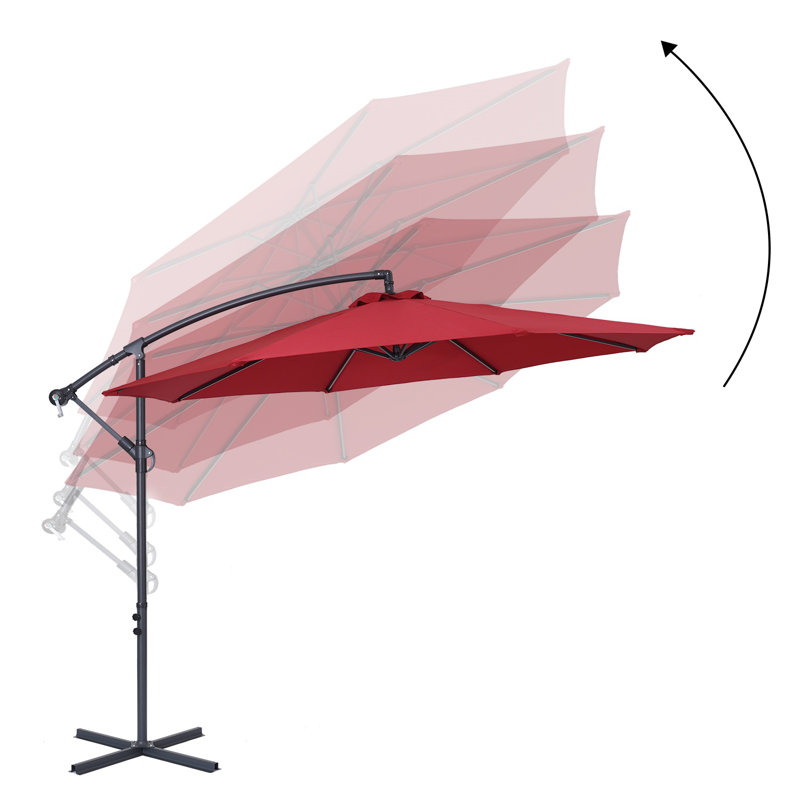 Parasol en porte-à-faux rond 120 "Atanase, Rouge