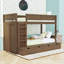 Lit superposé simple en bois avec 4 tiroirs et garde-robe-129506010