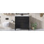 Meuble-lavabo 36 po avec lavabo, meuble autoportant noir avec cuve en céramique, cadre en bois aggloméré et en bois massif, tiroir supérieur rabattable, portes à fermeture en douceur, 2 tiroirs de rangement, poignées dorées-2015641788