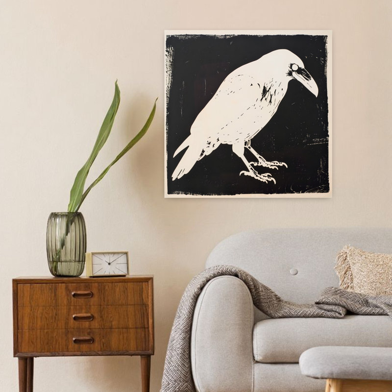 Art mural Stark White Raven, H 24 po x l 24 po