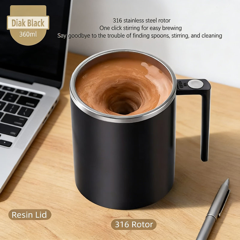 Tasse à mélange automatique avec mélangeur automatique, tasse électrique rechargeable pour café, thé, boissons protéinées et boissons chaudes ou froides, couvercle étanche