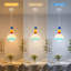Luminaire suspendu coloré en verre, luminaire suspendu géométrique 1 lumière avec cordon réglable et ampoule E26 3 couleurs incluse