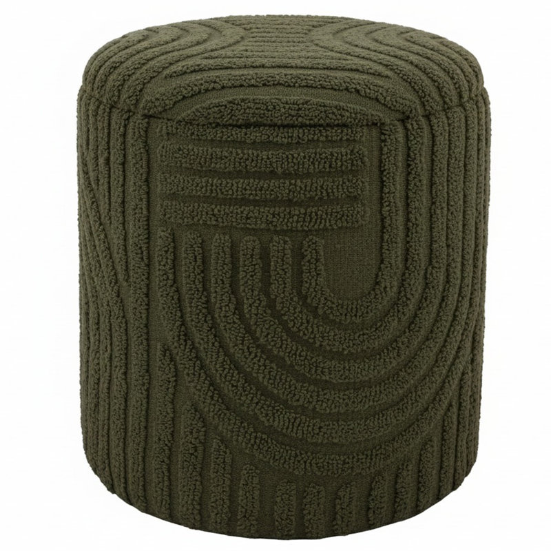 Modern Fabric Round Storage Ottoman, Modern Round Storage Ottoman - Olive Green