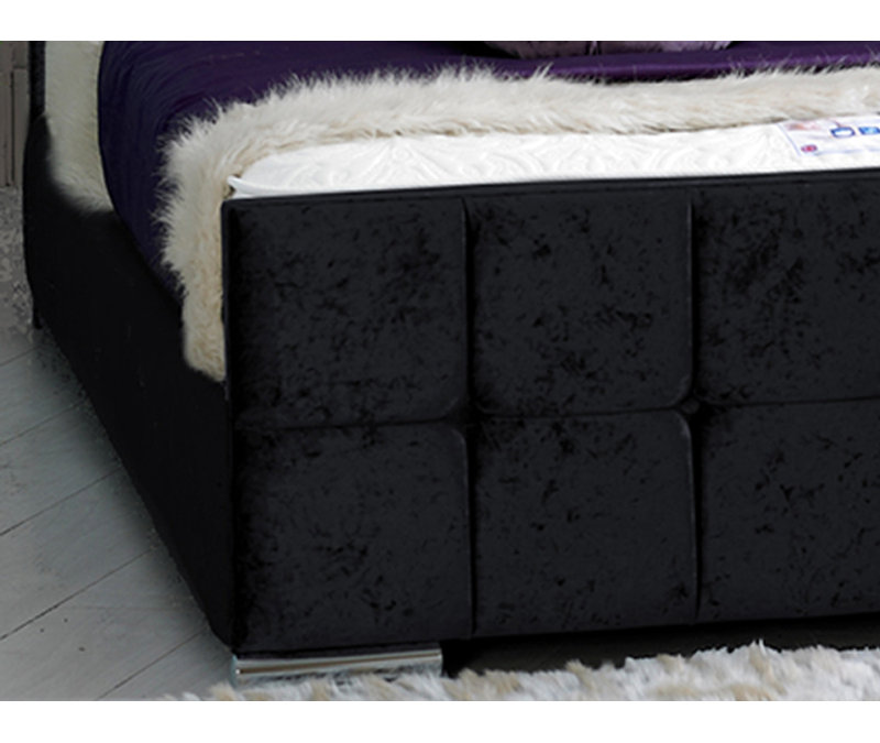 Margaux Upholstered Bed, Single (3'), Black Crush Velvet