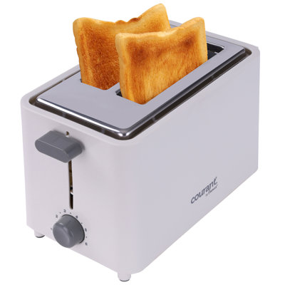Courant 2 Slice Cool-Touch Plastic Toaster, Even Toasting, 6-Shade Adjustable Settings, 1 ¼ Wide Toasting Slots, 750 Watts