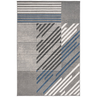 Pyramid 228 Area Rug In Grey / Blue Ivory