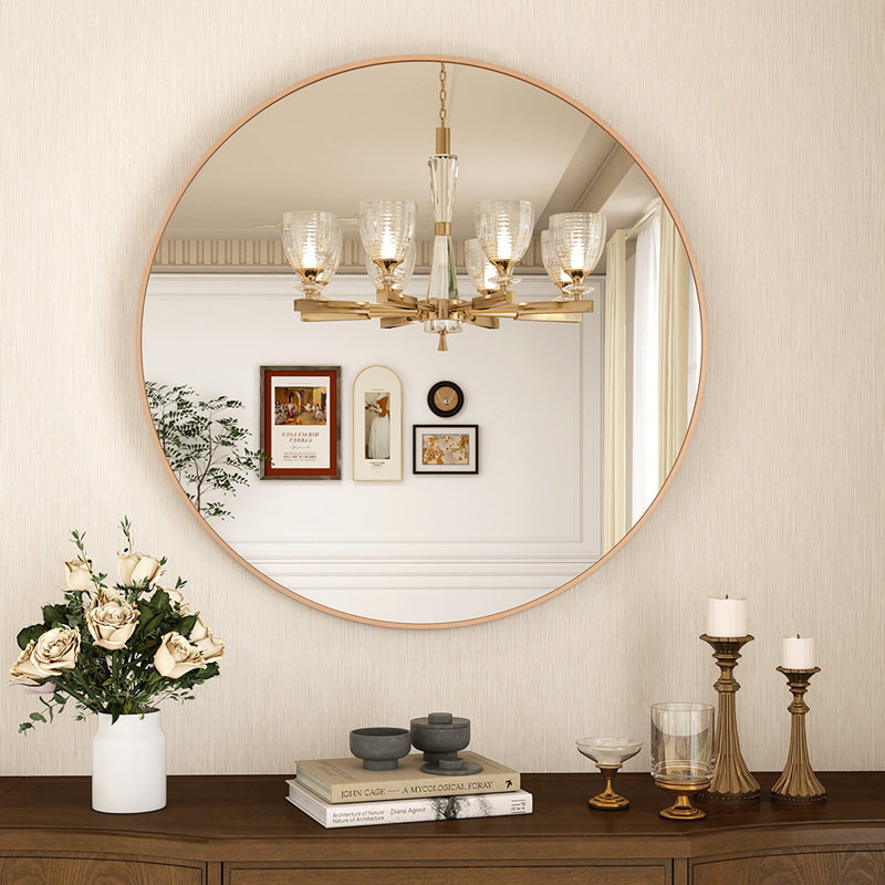 Miroir mural en aluminium, Doré, 36 po x 36 po