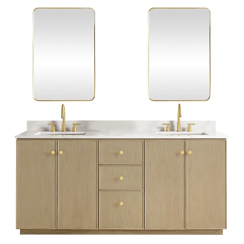 Meuble-lavabo double Waubun Rally, Naturel