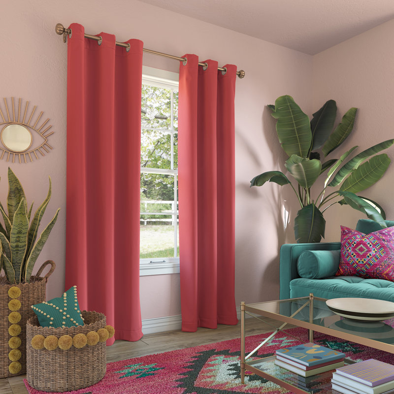 Panneau de rideau occultant avec œillets Burrier Wayfair Basics, L 40 po x L 95 po, Corail