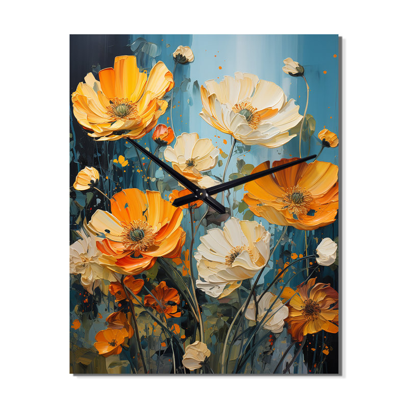 Buttercups Burst With Fierce Brushwork - Buttercups Wall Clock, Medium