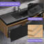 Meuble-lavabo flottant mural 48 po avec comptoir en quartz noir et chêne naturel pré-assemblé-432325068