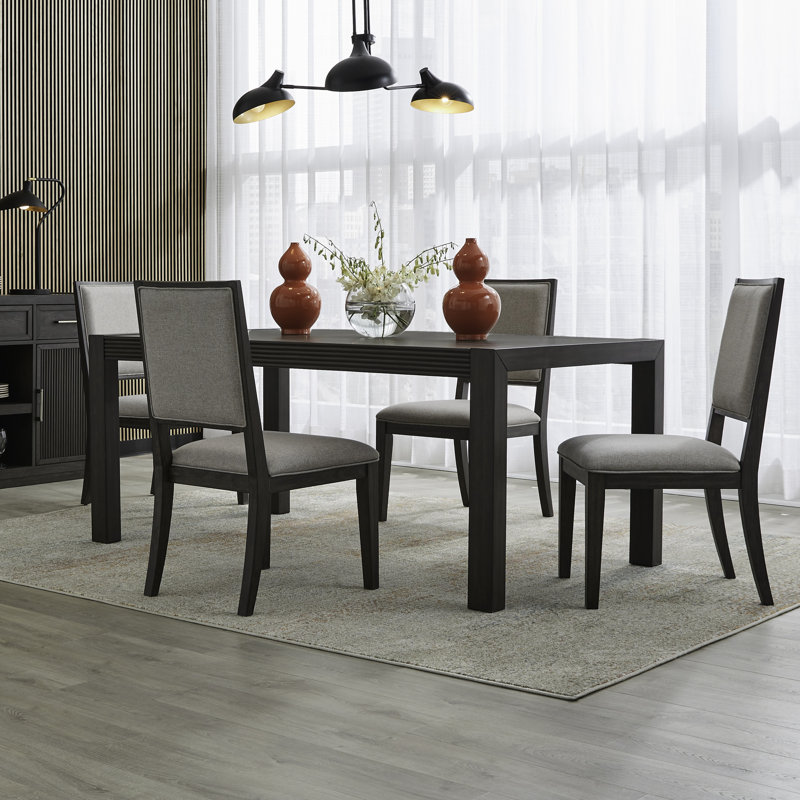Ensemble de table de salle à manger rectangulaire 4 personnes Keniston avec chaises rembourrées, 5 pièces: table, 4 chaises