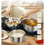 Batterie de cuisine en acier inoxydable 11 pièces Cs Kochsysteme, casseroles et poêles en acier inoxydable 18/10, casseroles et poêles à poignée amovibles pour un rangement facile, ensemble de cuisson à poignée amovible, compatible avec induction