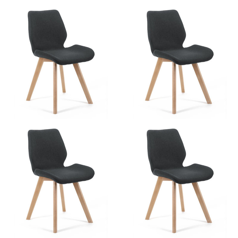 Kimballton 41cm H Velvet Upholstered Upholstered Back Side Chair in Black