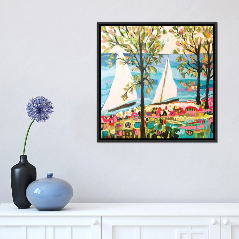 «Nautical Whimsy IV», reproduction sur toile, H 18 po x l 18 po x P 1,5 po, Toile encadrée noire, Pas de tapis