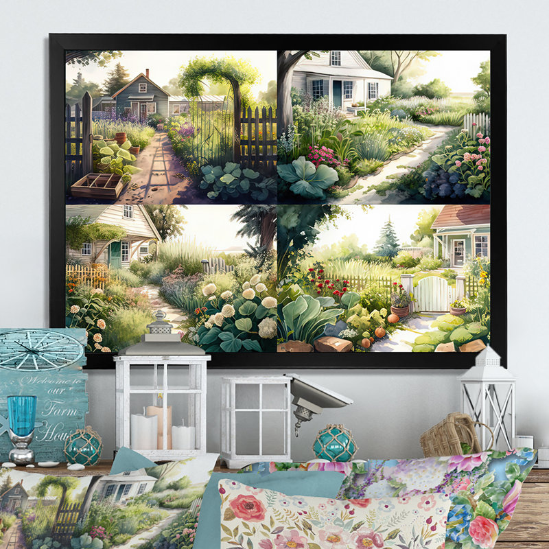 «Farm Fresh Garden I», art mural sur toile, H 12 po x l 20 po x P 1 po, Cadre noir
