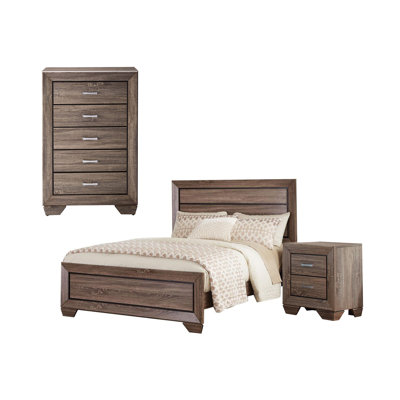 Ensemble de chambre à coucher avec commode 3 pièces Houston