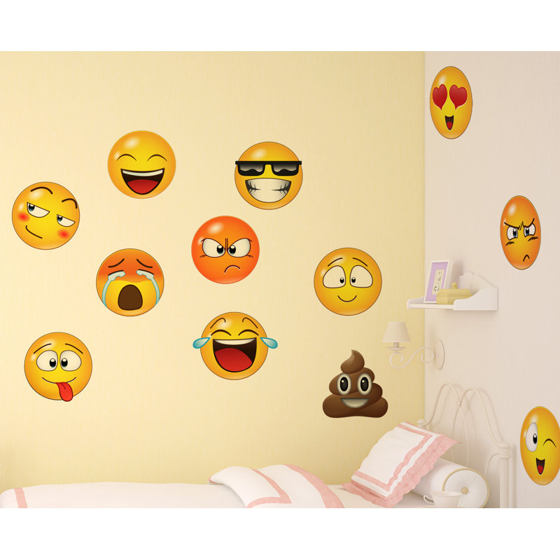 Adhésif décoratif emoji faces, H 10 po x l 10 po