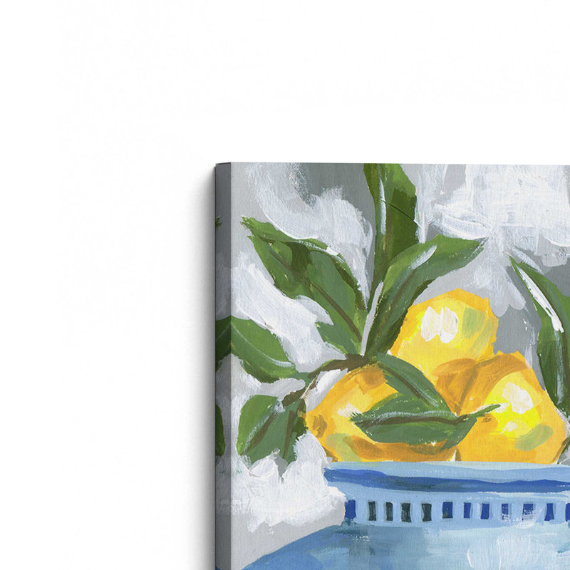 Indigo et citron I par Melissa Wang, reproduction d'art sur toile, H 40 po x l 30 po, Toile tendue, Ne s’applique pas