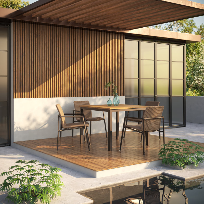 Travira Outdoor Square Dining Table, Enigma, Carbon