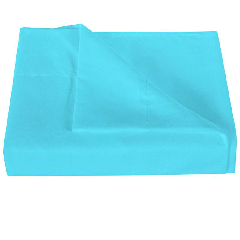 Drap plat en microfibre , Bleu, Drap plat de taille double