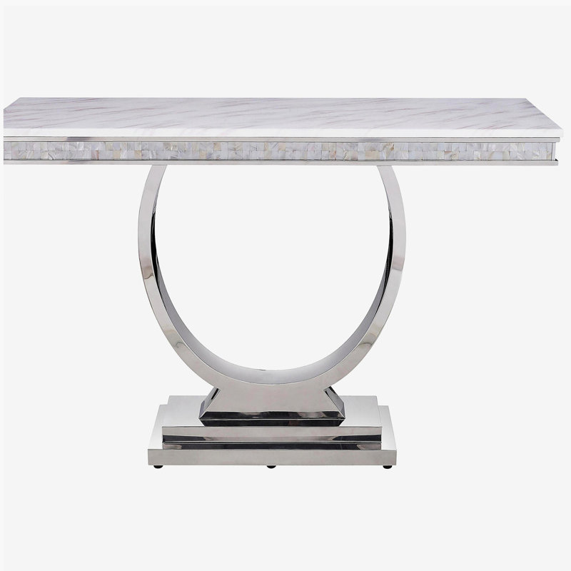White and Silver Sofa Table
