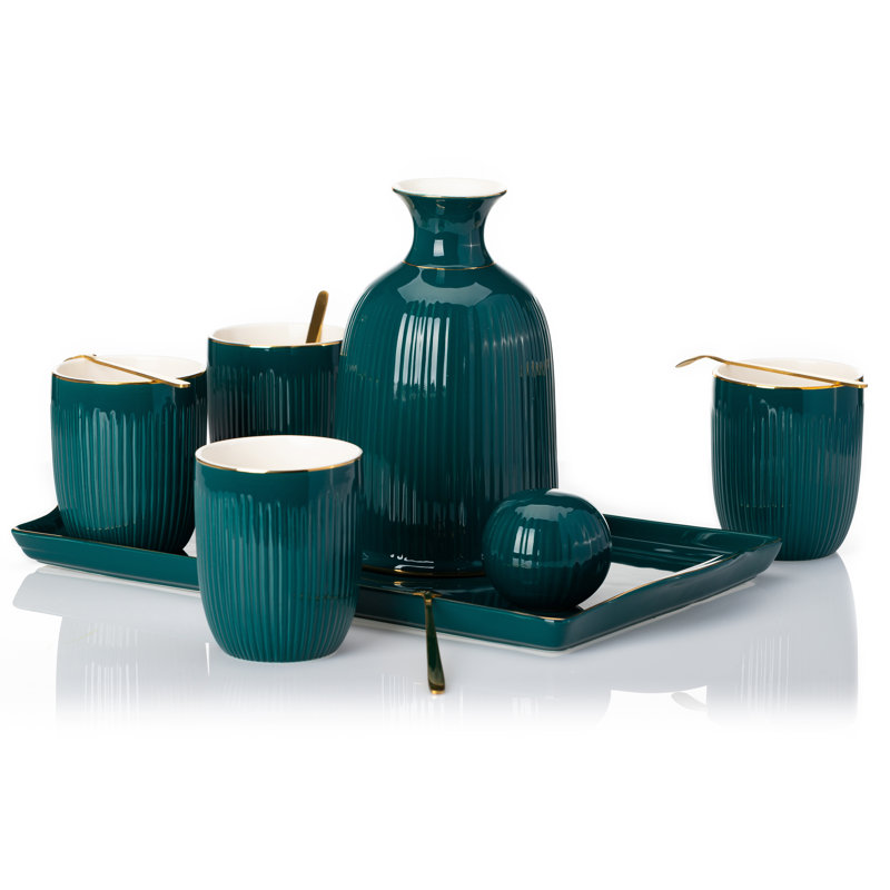 Breesha 6 Piece Coffee Set, Green