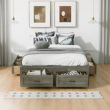 Platform Bed With 6 Storage Drawers,No Headboard