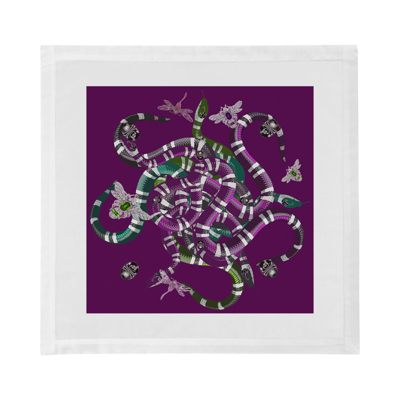 Ouroboros Cotton Blend Square Napkins, Purple