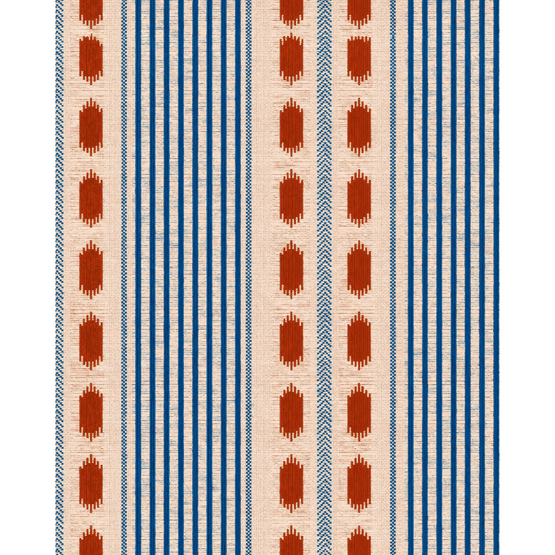 Tales Of Maghreb Striped Wallpaper Roll, Blue/Red/Taupe