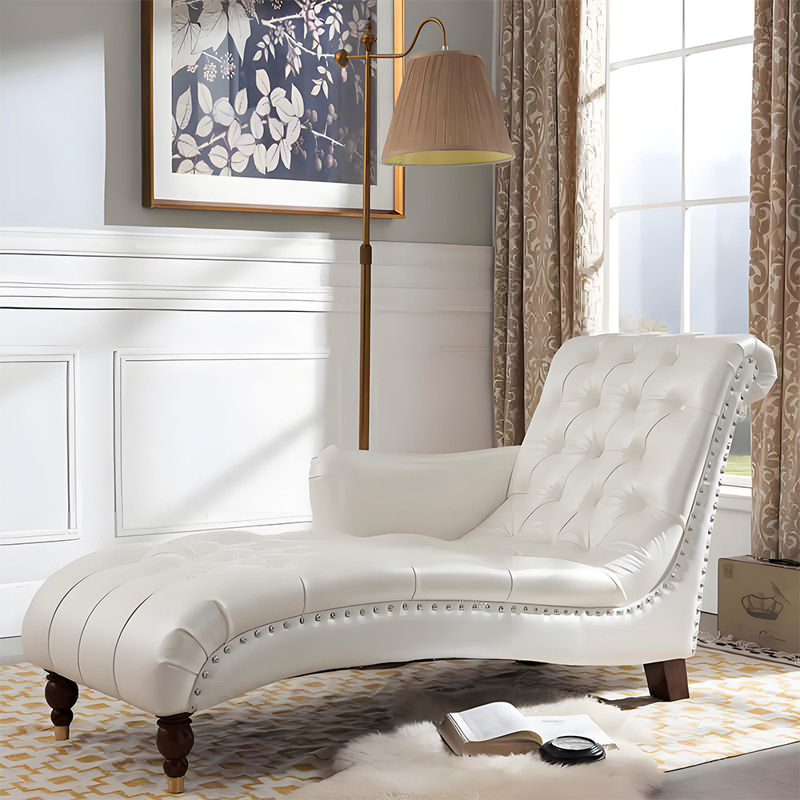 Chaise longue élégante de qualité loisir, Brun foncé/or, Accoudoir à droite (vu de face), Blanc perle