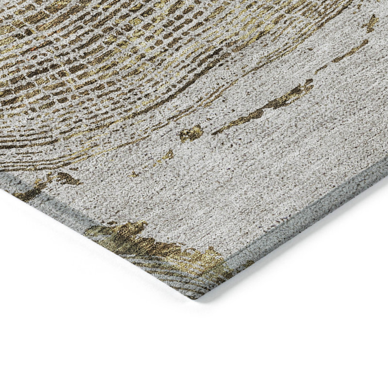 Tapis extérieur lavable abstrait taupe gris et brun 3 pi x 5 pi