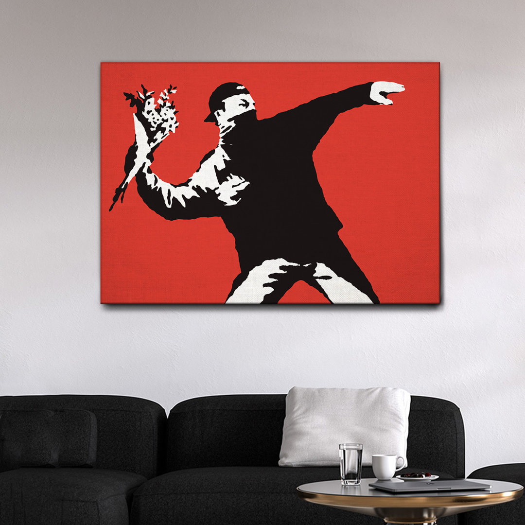 Leinwandbild Red Flower Thrower von Banksy