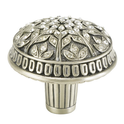 HAMPTON CRYSTALIZED KNOB; DECORATED WITH SWAROVSKI® LT COL TOPAZ CRYSTALS; BURNISH BRASS