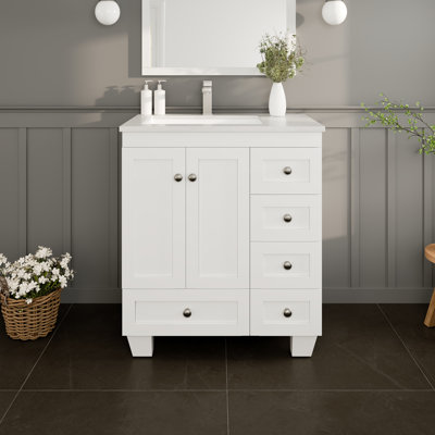 Brightling 30"W x 18"D Bathroom Vanity with Undermount Porcelain Sink