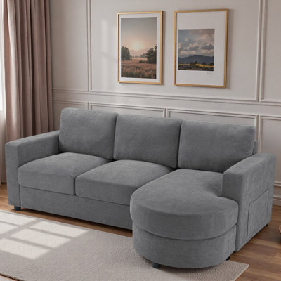 Modern L-shaped Sectional Sofa With Curved Chaise Lounge, Usb Ports And Side Storage Pockets by Wrought Studio