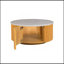Table basse ronde avec rangement en marbre naturel / faux blanc Voir ci-dessous