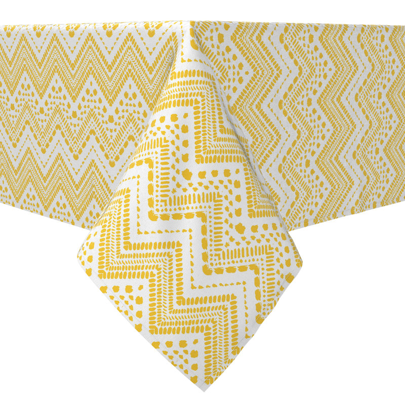 Rectangular Chevron Cotton Twill Tablecloth, 120" L x 60" W