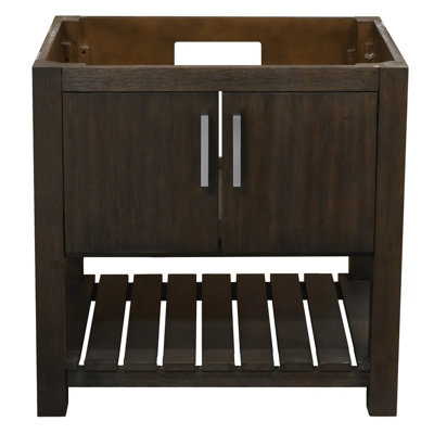 Meuble-lavabo simple 30 po café moka, poignées en nickel brossé